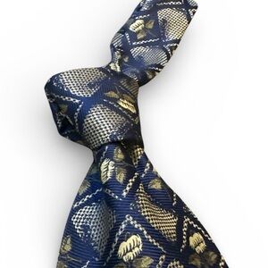 Robert Talbott Navy and Gold Patterned Tie